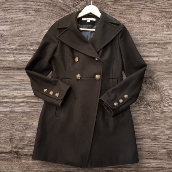 DKNY Chic & Tailored Black Wool Peacoat 2 - Picture 15 of 15
